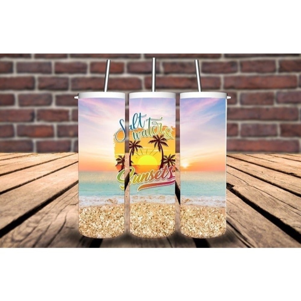 Salt Water Sunsets Beach Custom Tumbler Gift, Beach and Vacay tumbler gift